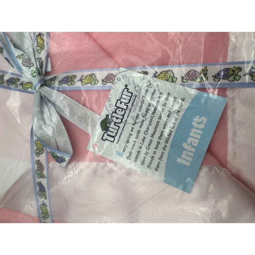 Vintage Turtle Fur Infant Pink Layette Blanket New Sealed Satin Trim